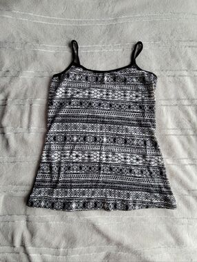 Black & White Aztec Print Spaghetti Strap Tank Top